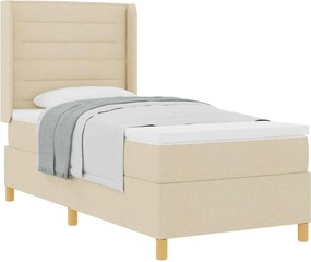vidaXL Boxrugós ágy matracmal fejtámlával Krém 80 x 200 cm szövet