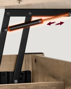 Emelhető tetejű dohányzóasztal, gázliftes, 2 fiókkal, teveszínű