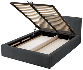 Franciaágy 140 cm Fatime (ágyráccsal) (tárolóhellyel) (sötétszürke + fekete). 1099183