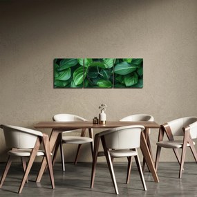 Kép - Zöld levelek (órával) (90x30 cm)