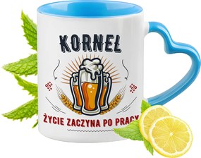 Kornélnak Kék Bögre Szív Alakú Füllel Kávé Ajándék