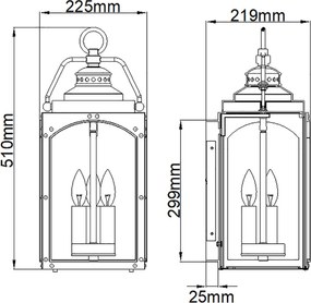 Elstead Lighting RANDHURST FE-RANDHURST-L-CO Fali lámpa 3x40W/E27 IP44