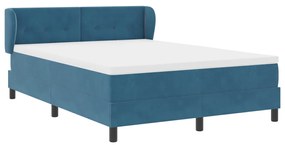 Boxspring Ágy Matraccal Sötétkék 140x200 cm Bársony
