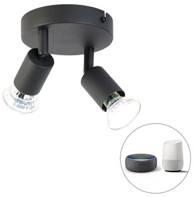 Okos spot lámpa fekete dönthető kerek, 2 db Wifi GU10 - Jeany