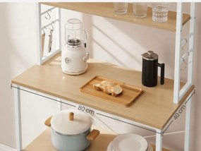 Konyhai polc LORANO 167x80 cm, fehér / tölgy dekoráció