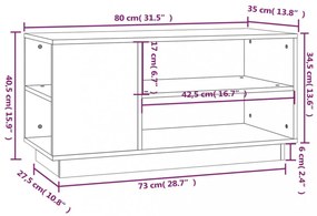 fehér tömör fenyőfa TV-szekrény 80 x 35 x 40,5 cm