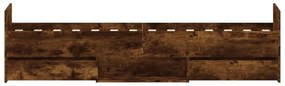 füstös tölgy színű ágykeret fej- és lábtámlával 75 x 190 cm