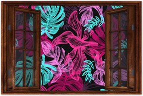 Poszterek 90x60 Monstera színes levelek