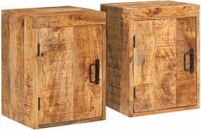 vidaXL Éjjeli asztal 2 pcs Barna 35 x 33 x 48 cm Tömör Mangófát