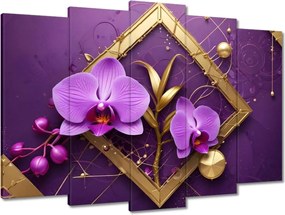 Vászonkép 70x50 Lila orchideák és arany