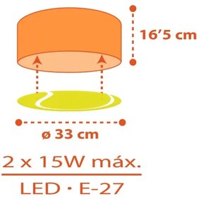 Dalber 41756 - Gyerek mennyezeti lámpa TENNIS 2xE27/15W/230V