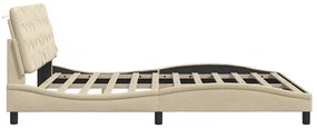 krémszínű szövet ágykeret LED-ekkel matrac nélkül 180 x 200 cm