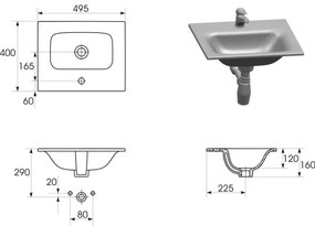 Cersanit S801-312-ECO - MODUO fali fürdőszobaszekrény mosdóval, fehér