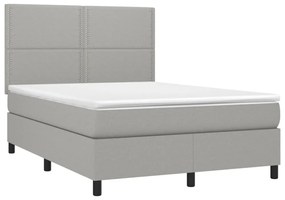 sötétszürke szövet rugós és LED-es ágy matraccal 140x190 cm