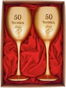 2 db-os borospohár szett 300 ml 50 Éves Házassági Évfordulóra arany pohár