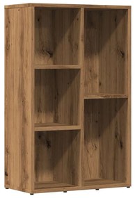 kézműves tölgy színű szerelt fa könyvszekrény 50x25x80 cm
