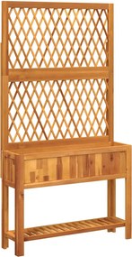 vidaXL tömör akácfa rácsos ültetőláda polccal 100 x 32 x 185 cm