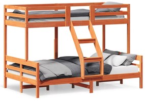 viaszbarna tömör fenyőfa emeletes ágy 90 x 200/120 x 200 cm