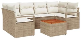 vidaXL Kerti Kanapé Szett párnával 7 pcs Bézs polirattan