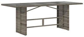 szürke polyrattan üveglapos kerti asztal 190x80x74 cm