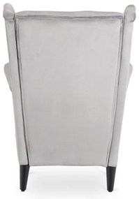 Elegáns Füles Fotel Lábtartóval Szürke Bársony Kárpittal. EVAN 2