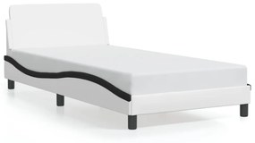fehér és fekete műbőr ágykeret Dover 100x200 cm