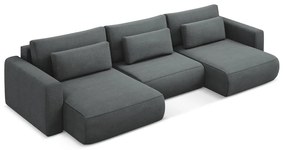 Sötétszürke kinyitható-tárolóhelyes (U alakú) sarokkanapé Kapua – Makamii