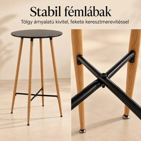Bárasztal, kerek MDF asztallappal, Ø60 x 102 cm, fekete/tölgy