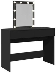 fekete LED-es fésülködőasztal 100 x 40 x 130 cm