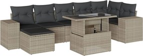 vidaXL 8 részes világosszürke polyrattan kerti ülőgarnitúra párnával