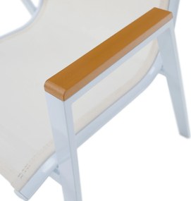 Kerti rakásolható szék, fehér acél/tölgy, BONTO