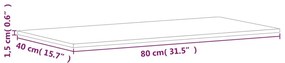 tömör bükkfa téglalap alakú asztallap 80 x 40 x 1,5 cm