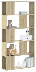 5 szintes sonoma tölgy színű fa könyvespolc 80,5x23,5x162,5 cm