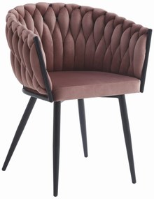 Bársony étkezőfotel ORION VELVET fekete lábakkal, sötét rózsaszín