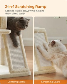 Feandrea macska kaparó, macskatorony nagy fekhellyel, bézs, 96 cm