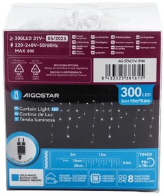 Aigostar - LED kültéri dekorációs fényfüzér 75xLED/6W/230V 15x0,6m IP44 hideg fehér