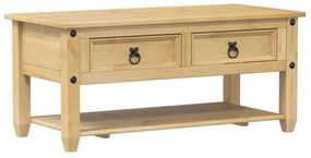 Corona tömör fenyőfa dohányzóasztal fiókokkal 100x48x45 cm