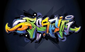 Fotótapéta Graffiti Absztrakt falra sötét színekben 200x140 +ragasztó