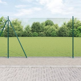 Varrat Nélküli Drótkerítés 7 Flanged Posts Zöld 1.4x10 m Acél