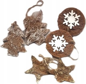 Karácsonyfa medál vegyes minták /csillag, karácsonyfa, hópehely/ 6 db