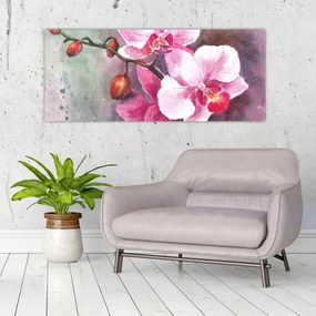 Kép - Orchideák, akvarell (120x50 cm)