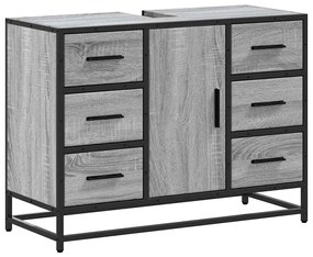 Szürke sonoma szerelt fa fürdőszobai mosdószekrény 80x33x60 cm