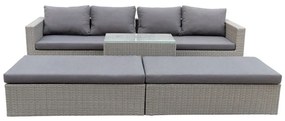 Szürke műrattan négyszemélyes kerti lounge szett Drammen - Bonami Selection