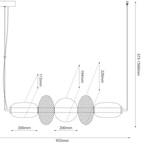 LED Csillár zsinóron ARAME LED/32W/230V fekete