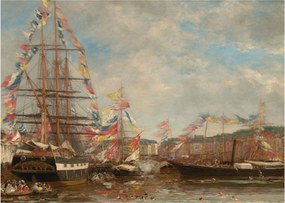 Kép - Eugène Boudin, Festival in the Harbor of Honfleur, reprodukciók (70x50 cm)