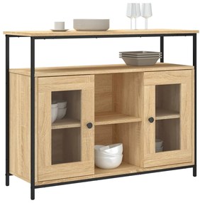 sonoma tölgy színű szerelt fa tálalószekrény 100 x 35 x 80 cm