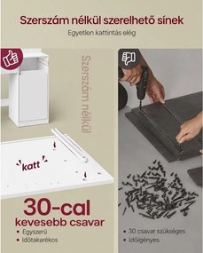 VASAGLE Kailyn LED-es fésülködőasztal tükörrel és töltőállomással, felhőfehér