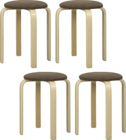 HOMCOM 4 darabos Stacking Kerek Fa Sztólt Kárpitozott Üléssel, Étkező, Hálószoba, Iroda és Nappali Barna és Természetes | Aosom