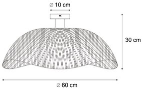 Art Deco mennyezeti lámpa fekete és természetes bambusz 60 cm - Alka
