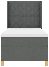 Boxspring Ágy Mattal és LED Fekete Szürke 90x200 cm Pamut